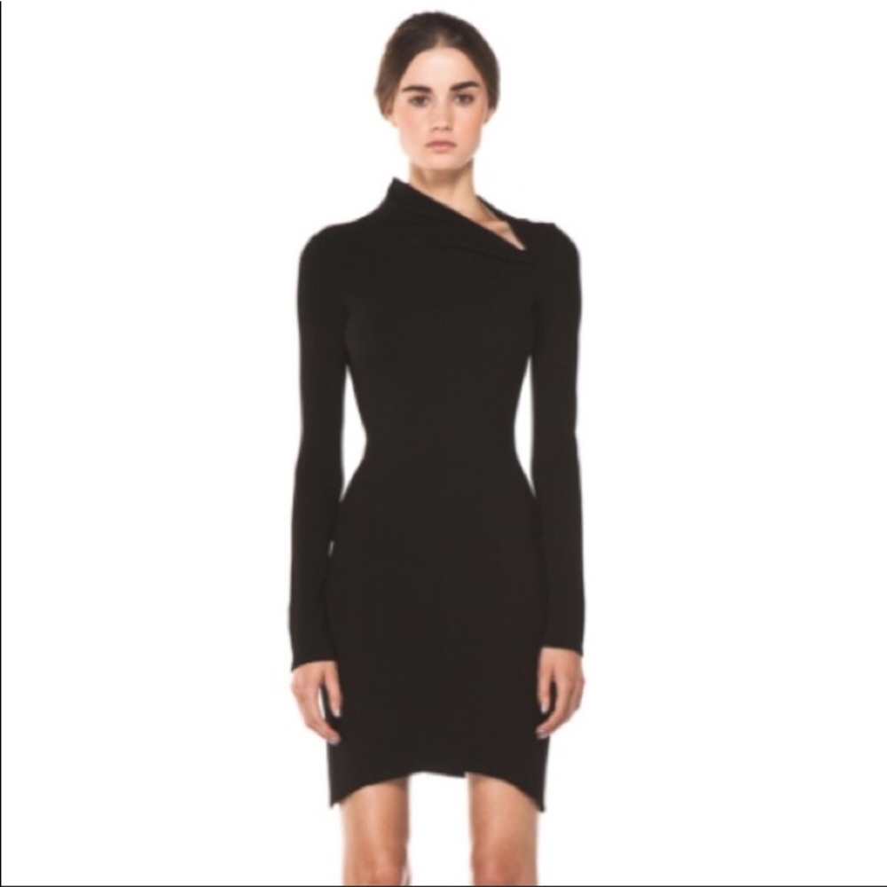 Helmut Lang black asymmetrical bandage bodycon